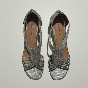 Angel Steps, silver wedge women sandals, size 9.5W. Never worn, no box.